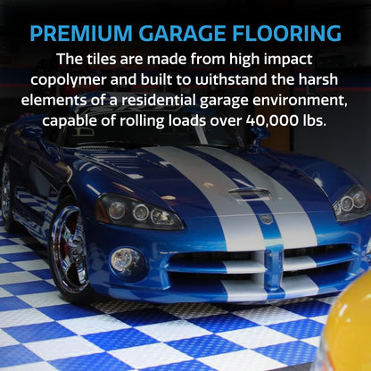 GarageTrac 12" x 12" Diamond Garage Floor Tiles – Interlocking, Non-Slip, Heavy-Duty Copolymer