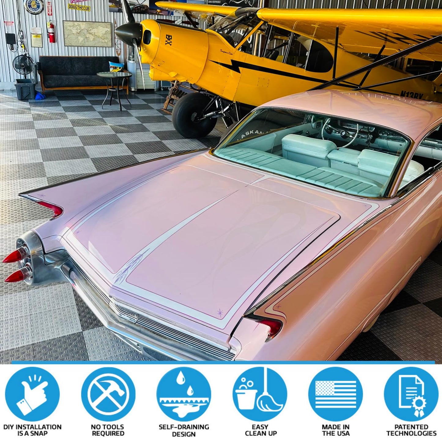 GarageTrac 12" x 12" Diamond Garage Floor Tiles – Interlocking, Non-Slip, Heavy-Duty Copolymer
