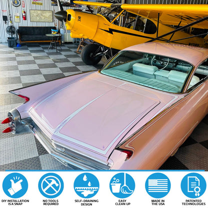 GarageTrac 12" x 12" Diamond Garage Floor Tiles – Interlocking, Non-Slip, Heavy-Duty Copolymer